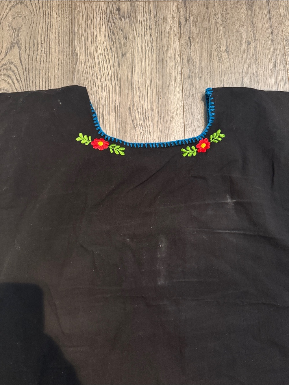 Black Embroidered Floral Cotton Dress - Vibrant Multicolor Detailing - Picture 4 of 4
